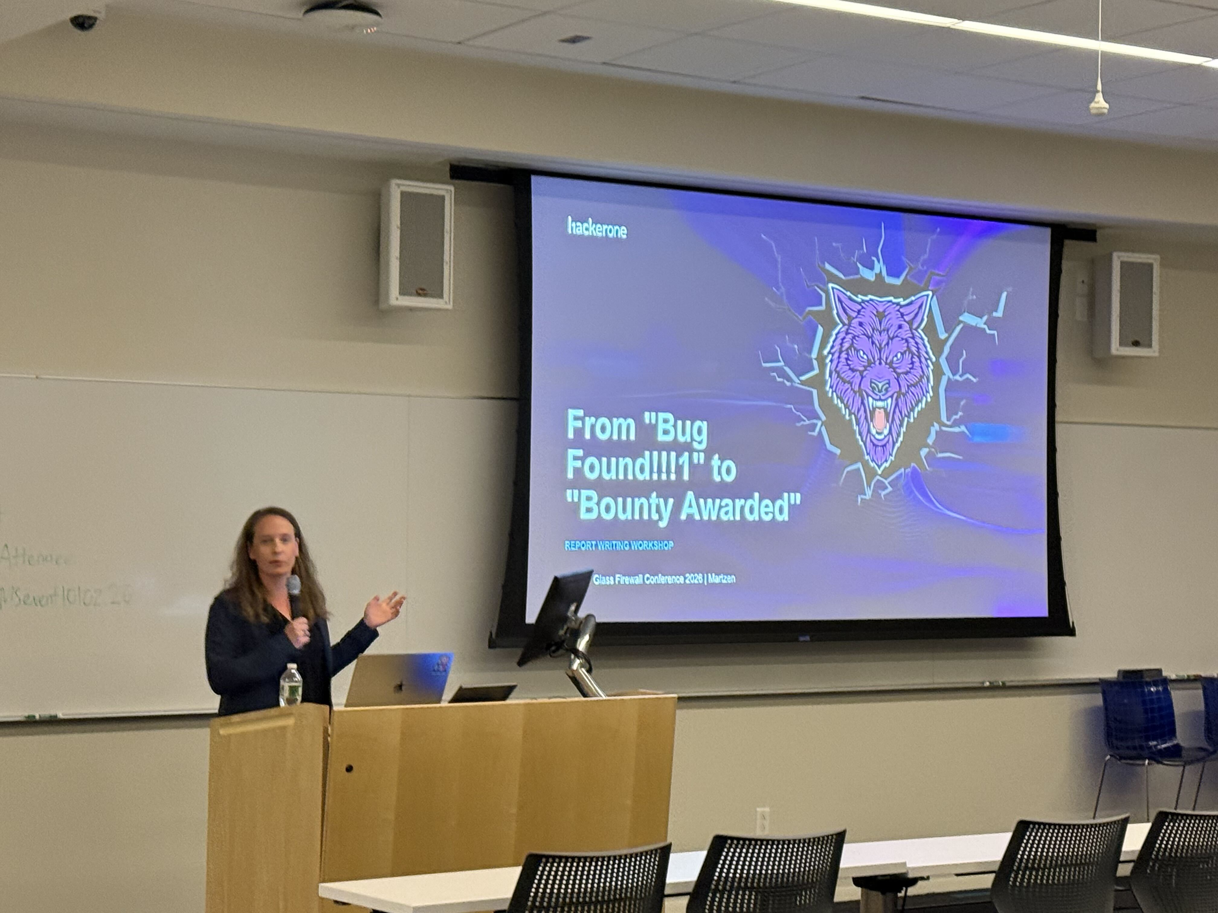 A report-writing workshop at Glass Firewall 2026
